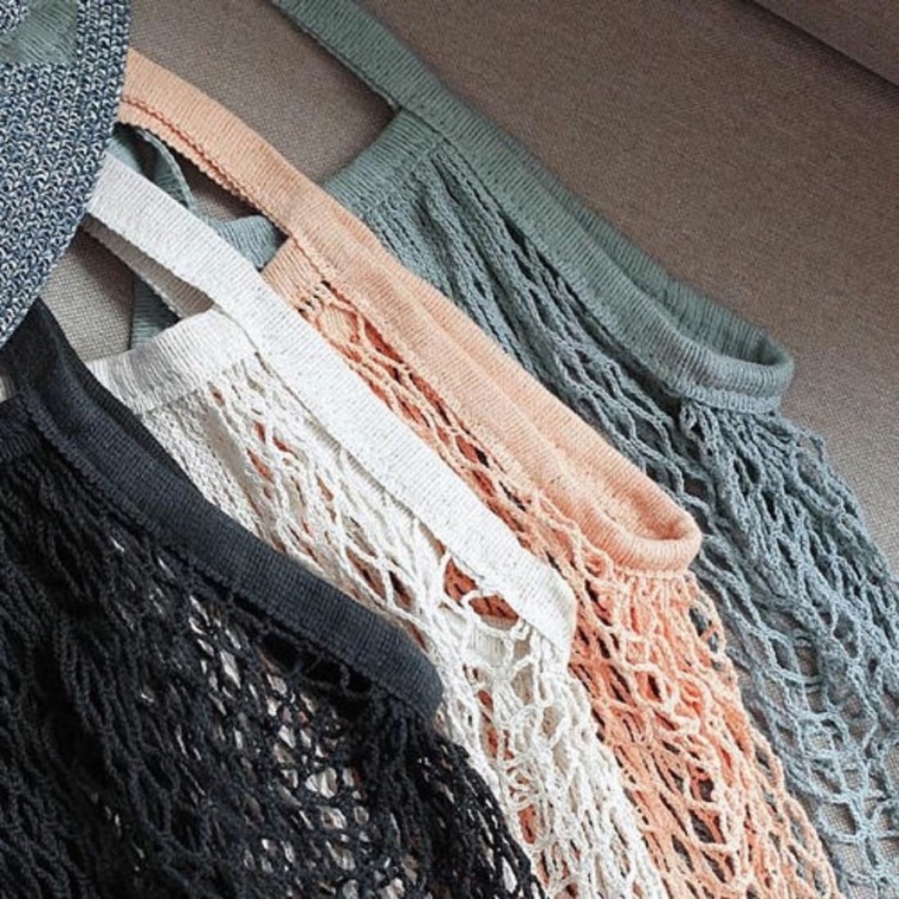 💥 CLEARANCE 🍑 Parisienne Cotton Market Open Net Tote Peach - Picture 5 of 6